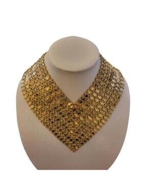 Hobe Gold Tone Mesh Bib Style Necklace ***Read***